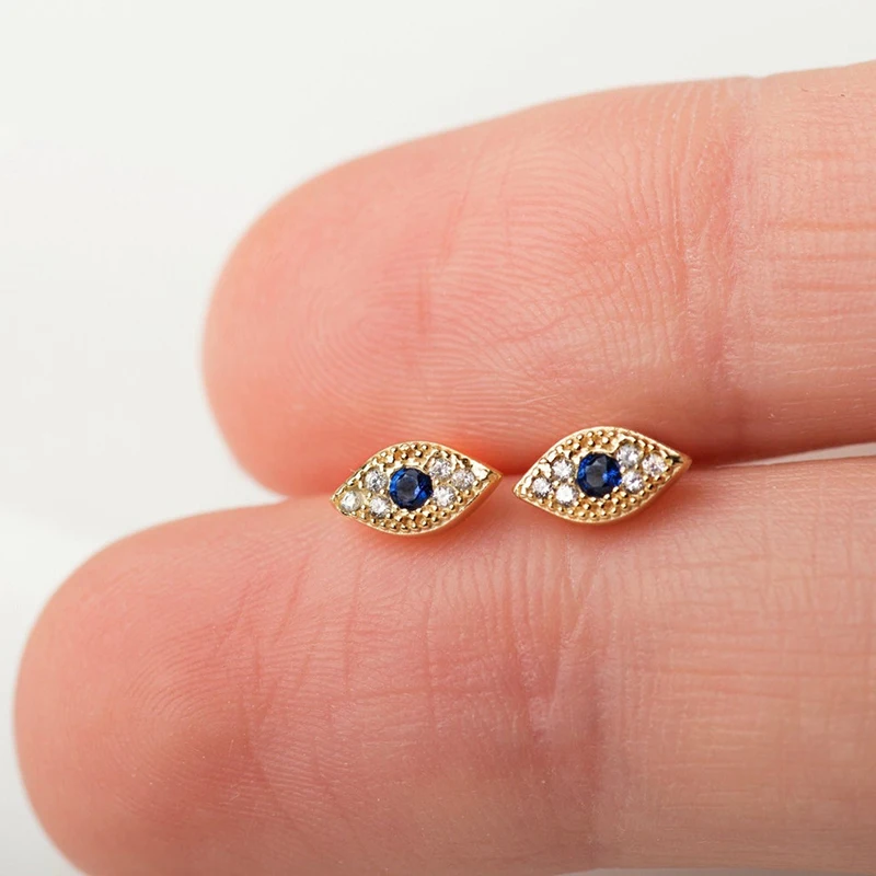 925 Sterling Silver Ear Needle Ladies High Zircon Blue Eye Stud Earrings Minimalist Fashion Luxury For Women Birthday Jewelry