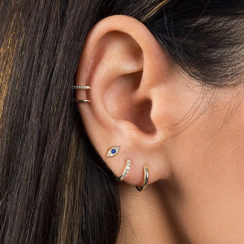 925 Sterling Silver Ear Needle Ladies High Zircon Blue Eye Stud Earrings Minimalist Fashion Luxury For Women Birthday Jewelry