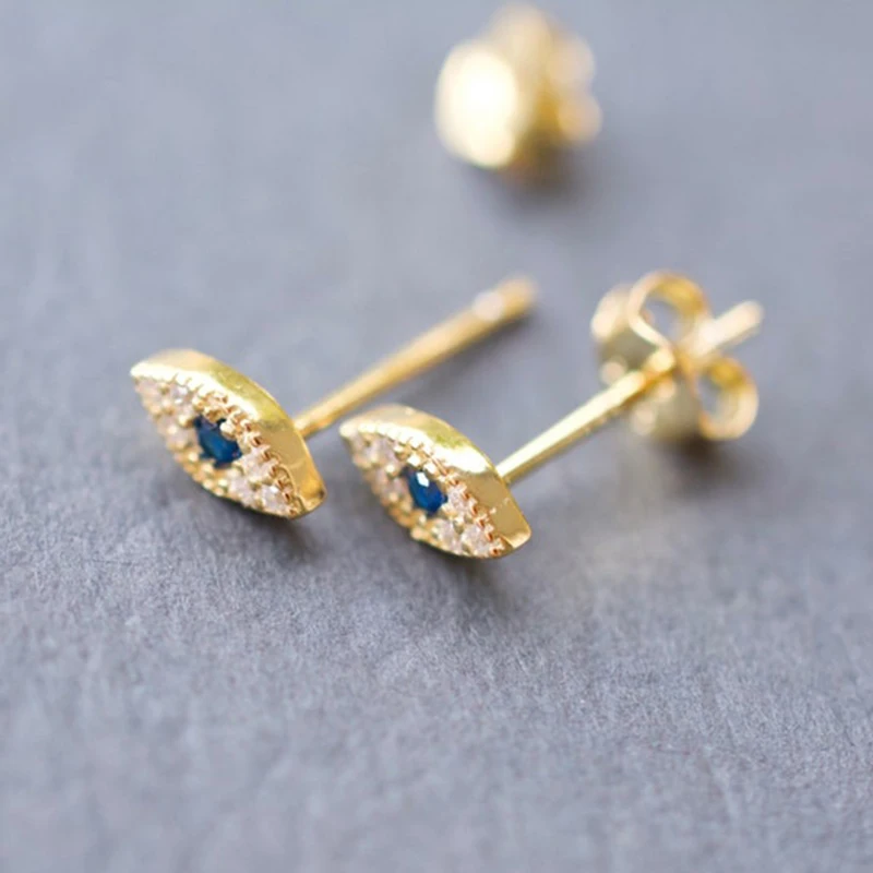 925 Sterling Silver Ear Needle Ladies High Zircon Blue Eye Stud Earrings Minimalist Fashion Luxury For Women Birthday Jewelry