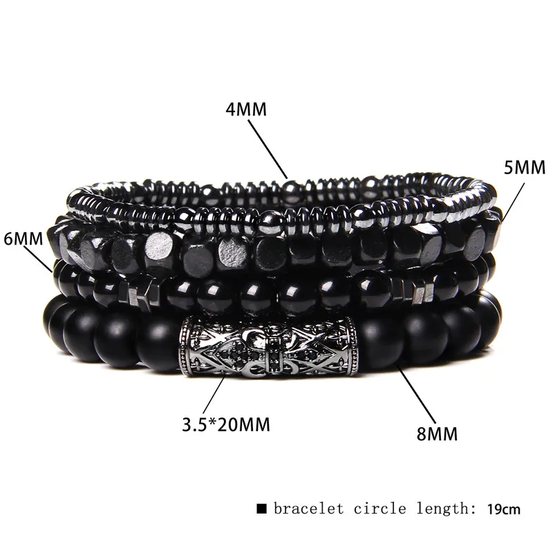 Fashion Natural Stone Beads Men Bracelet Multilayer Black Lava Onyx Beads Charm Punk Bracelet Bangles Women Jewelry Couples Gift