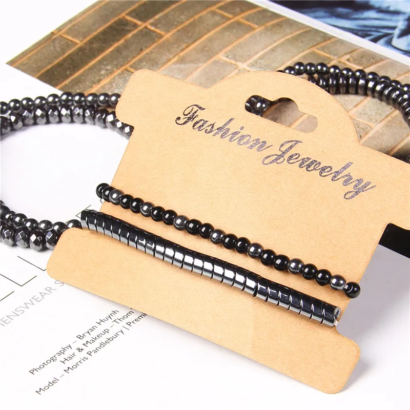 Fashion Natural Stone Beads Men Bracelet Multilayer Black Lava Onyx Beads Charm Punk Bracelet Bangles Women Jewelry Couples Gift