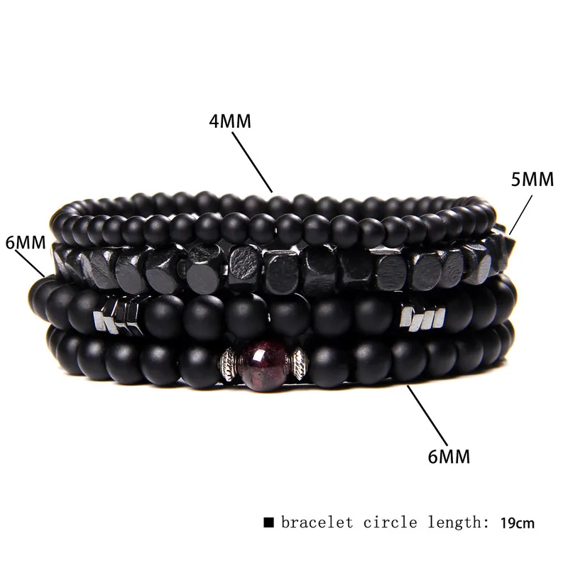 Fashion Natural Stone Beads Men Bracelet Multilayer Black Lava Onyx Beads Charm Punk Bracelet Bangles Women Jewelry Couples Gift