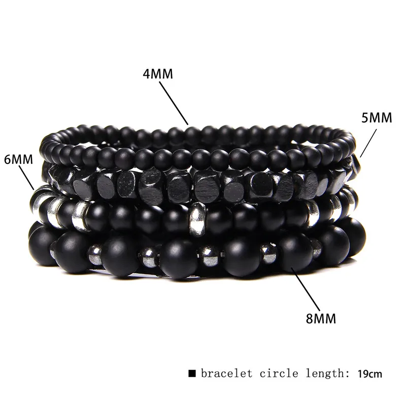 Fashion Natural Stone Beads Men Bracelet Multilayer Black Lava Onyx Beads Charm Punk Bracelet Bangles Women Jewelry Couples Gift