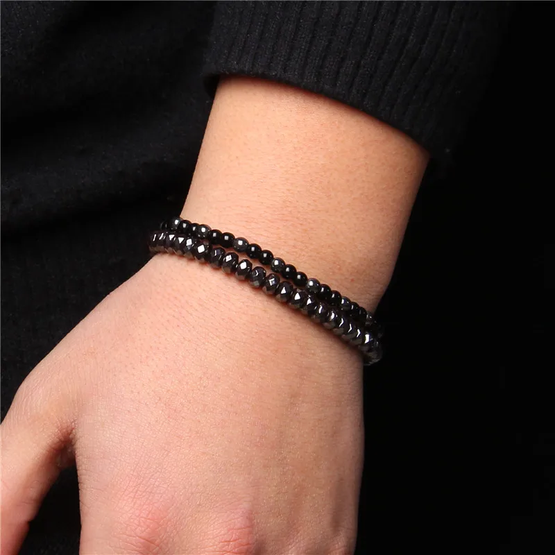 Fashion Natural Stone Beads Men Bracelet Multilayer Black Lava Onyx Beads Charm Punk Bracelet Bangles Women Jewelry Couples Gift