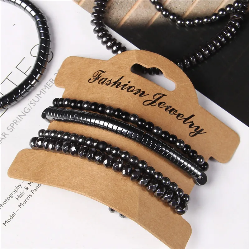 Fashion Natural Stone Beads Men Bracelet Multilayer Black Lava Onyx Beads Charm Punk Bracelet Bangles Women Jewelry Couples Gift