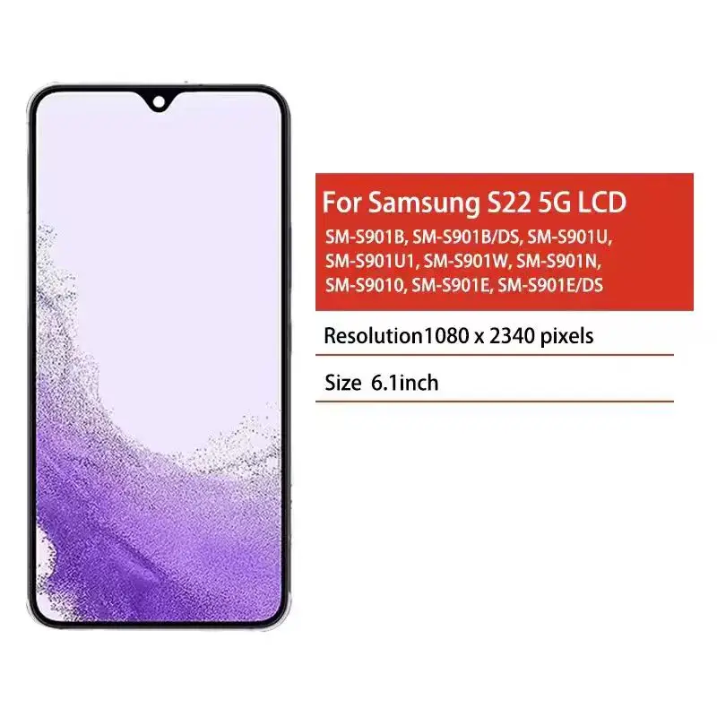S901B S901U S901W S901N S901E LCD For Samsung S22 LCD For S22 5G LCD Display Touch Screen Digitizer Assembly Replacement