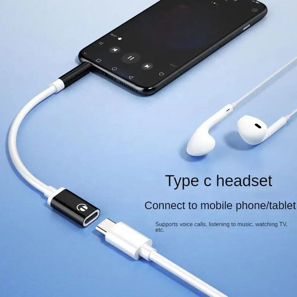 3.5mm Male To Type-c Female Headphone Cable Converter Type-C Female Flat Head Earphone To Round Head Adapter Cable