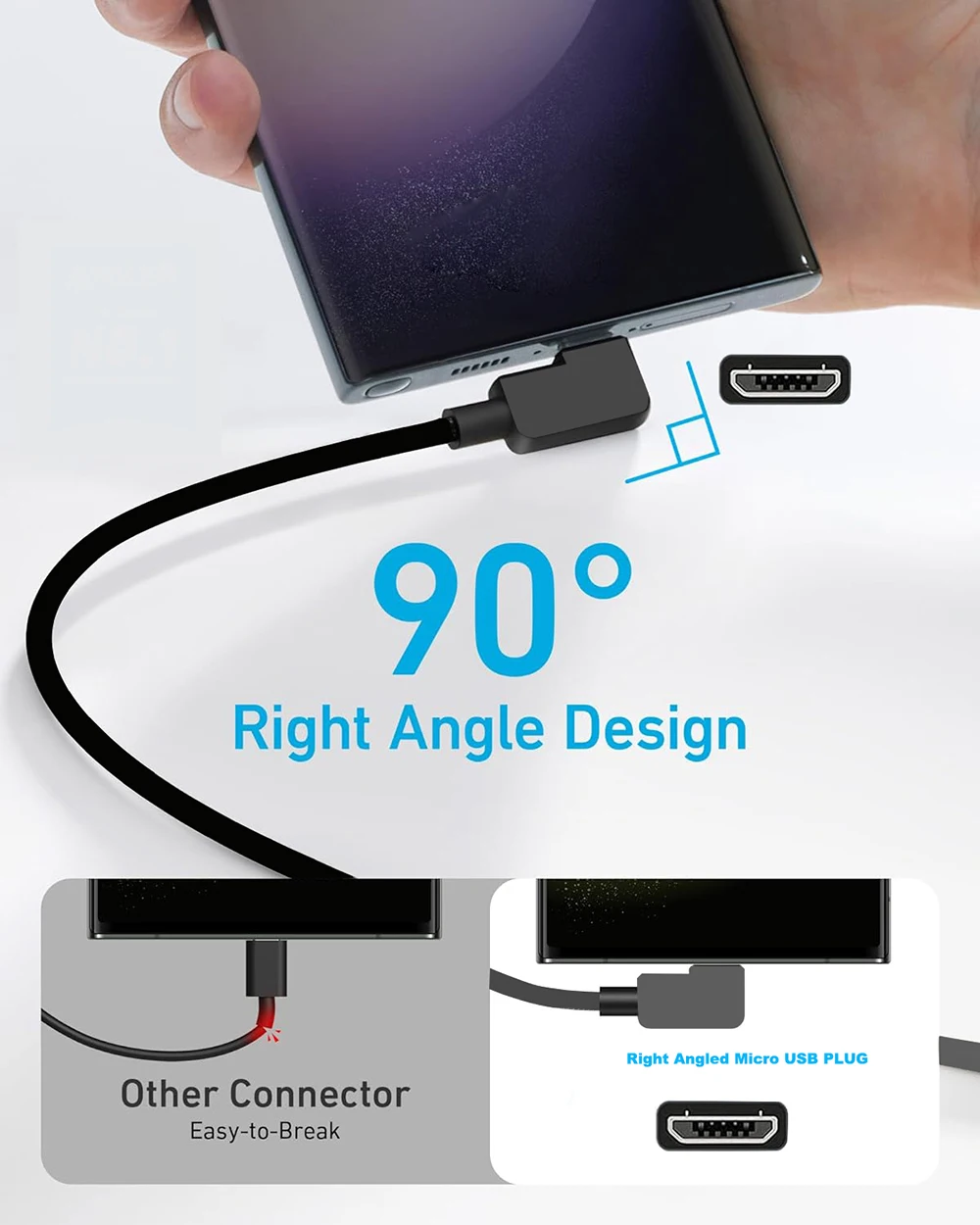 Angled USB C to Micro USB Cable Short USB Type C to Micro USB OTG power Sync cable USB-C to Micro USB for Samsung XiaoMi Huawei