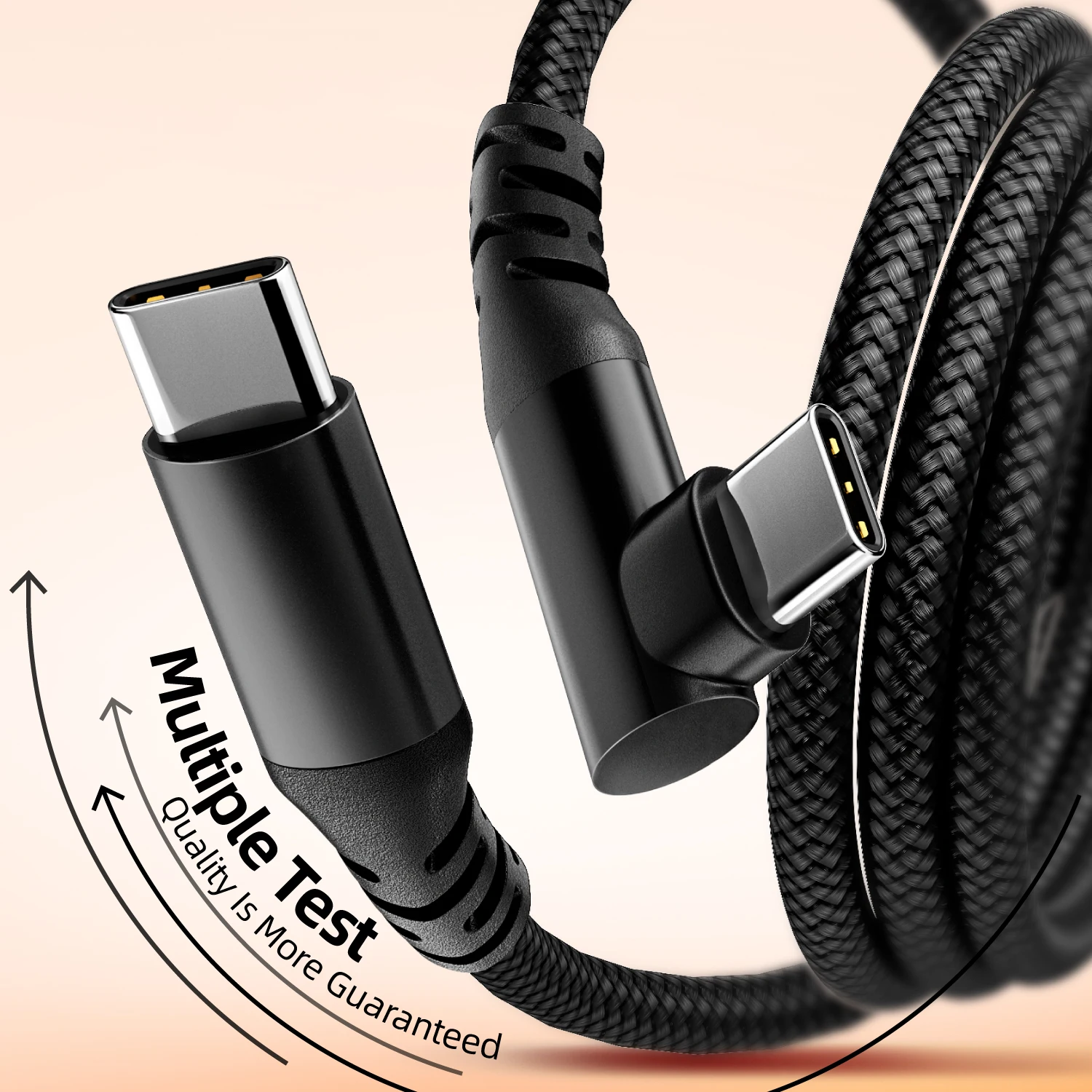 60W Fast Charging C to C Elbow Data Cable 1m 2m 3m Compatible with Apple 15 16 Samsung Xiaomi Redmi Type C Charging Cable