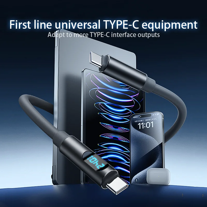 NNBILI 240W Type C to Type C Fast Super Charge Digital Display Cable USB C Data Cable For Iphone 15 16 17 Samsung Huawei Xiaomi