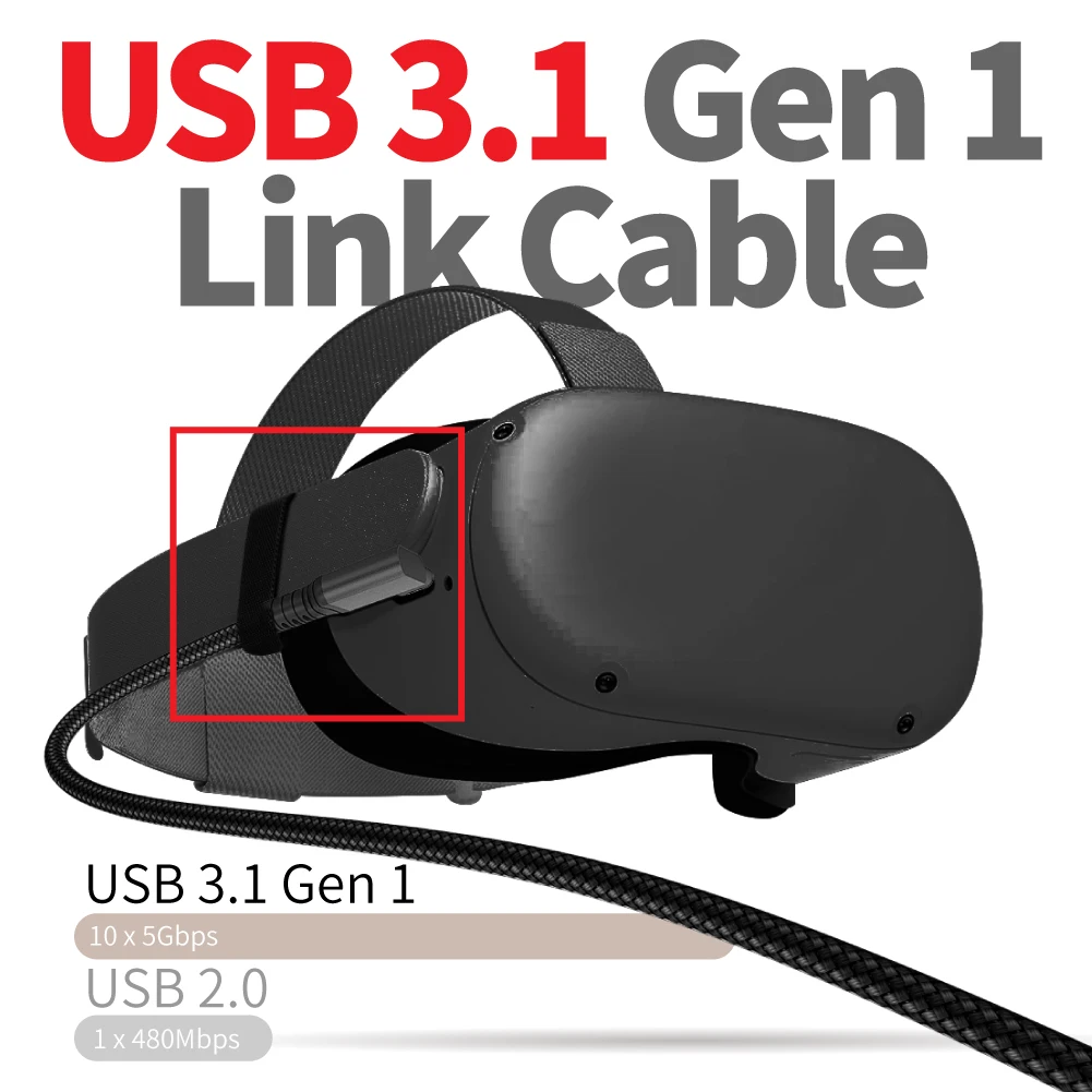 10FT Link Cable for Quest 2 Quest PC VR USB 3 to Type C Long Cable 3A Fast Charging &5Gbps Data Transfer Cable for VR Headset