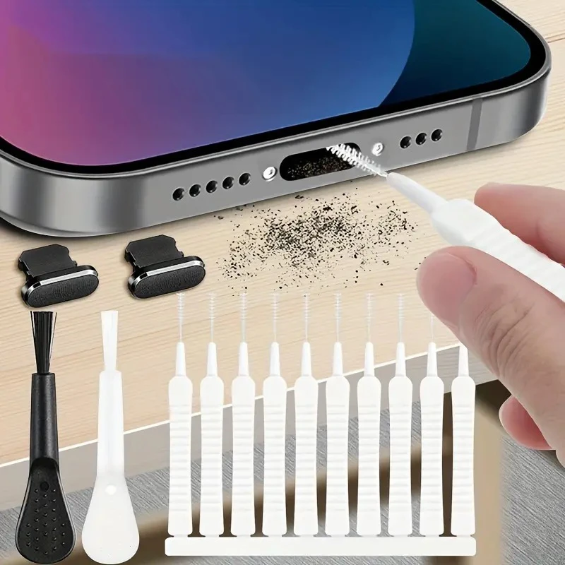 Mobile Phone Speaker Charging Port Cleaning Set Dust Plug for iPhone 16 15 14 Earphones Clean Kit Brush for Samsung Xiaomi