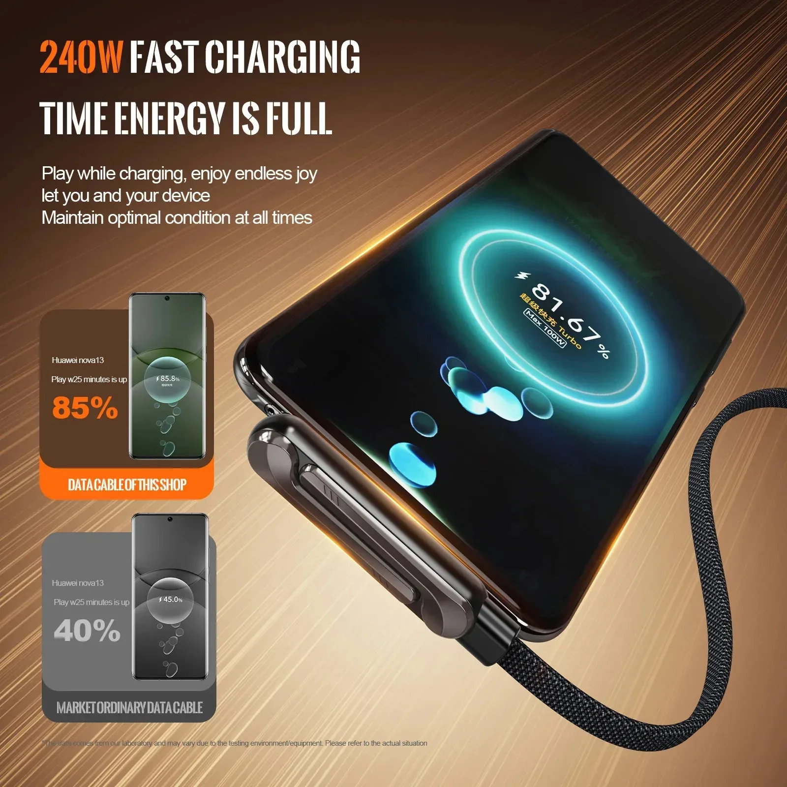 KEBIDUMEI Foldable Charging Cable With Integrated Stand Fast Charging Cable Phone Tablet 240W Ultra-Fast Data Cable Phone Holder