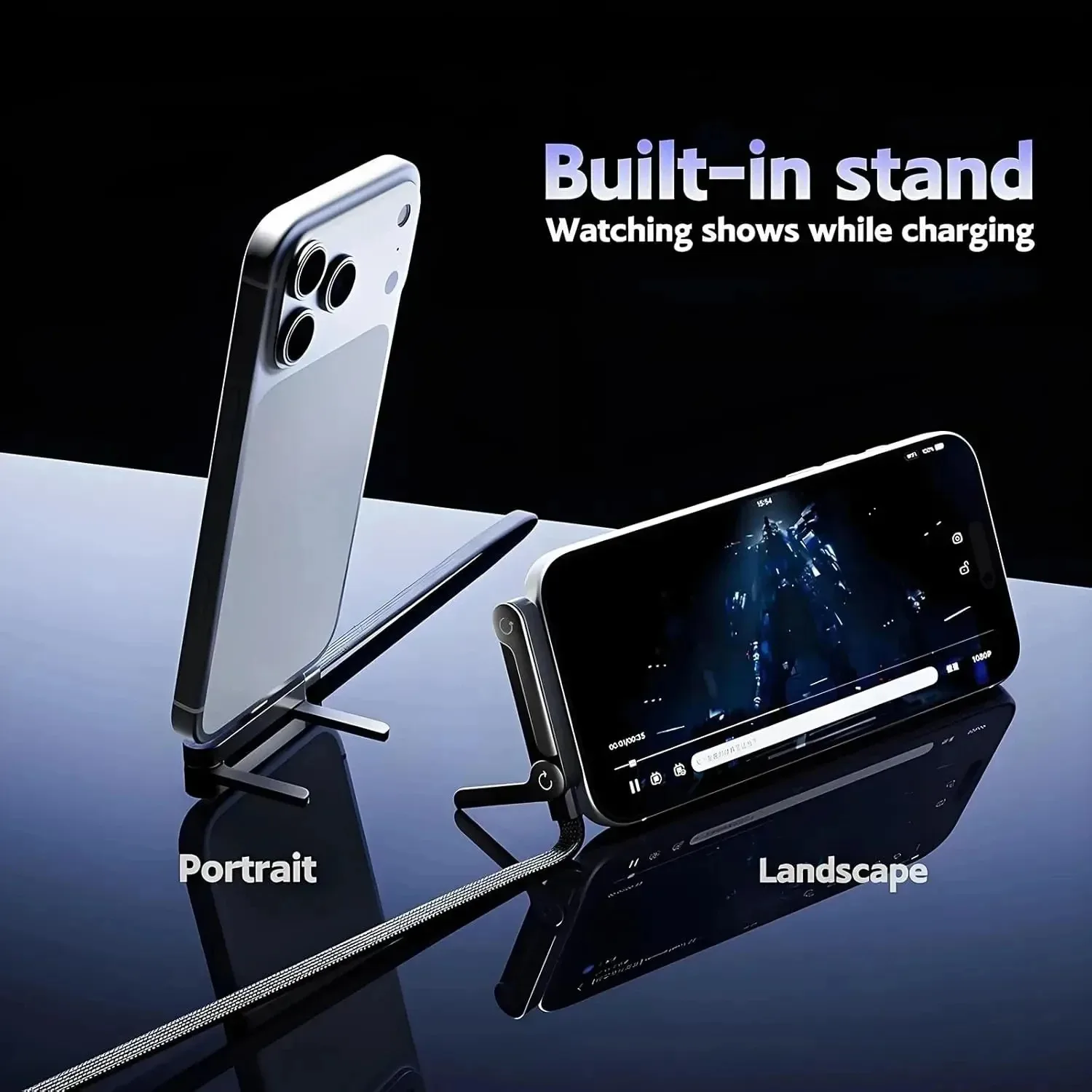 KEBIDUMEI Foldable Charging Cable With Integrated Stand Fast Charging Cable Phone Tablet 240W Ultra-Fast Data Cable Phone Holder