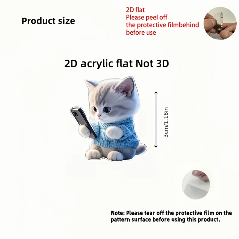 2D Flat 2pcs Cute Cat Phone Charger Cable Protectors Adorable Kitten Design Connector Cover For iPhone Type-C Charging Interface