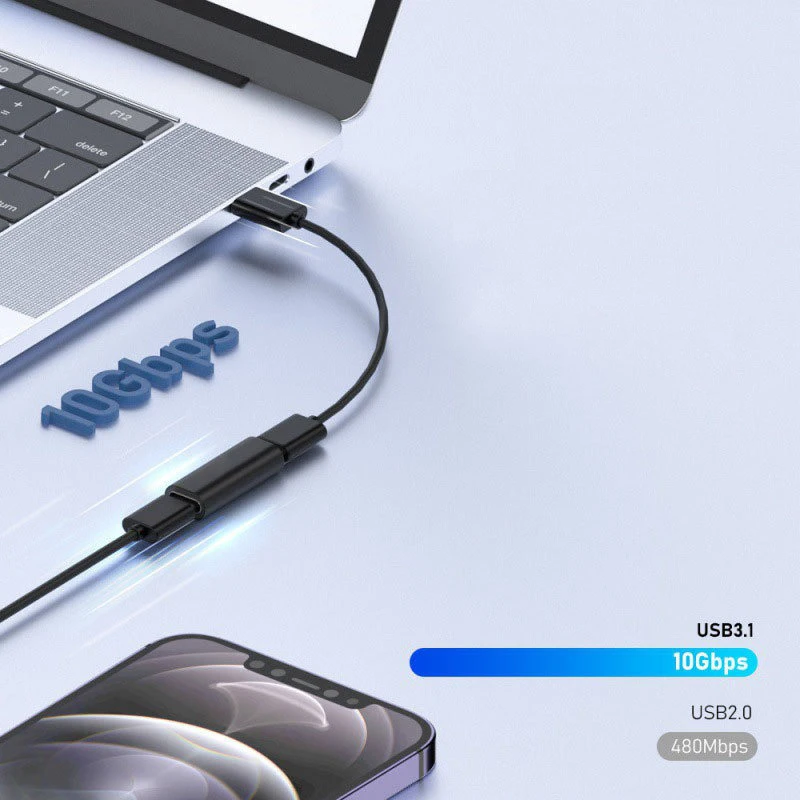Type USB C Adapter Converter Male to Female Extend Cable Data Transfer Phone Tablet Charging Dongle USB C F to F Plug Adapter