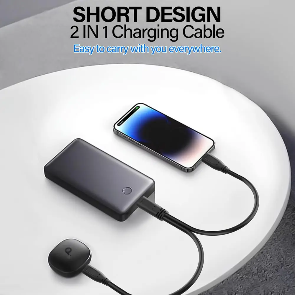 20cm 1 to 2 Out Dual USB C Charging Cord, Short USB Type C to Type C Splitter Cable, Portable Multi USB-C Hubs Charging Cable