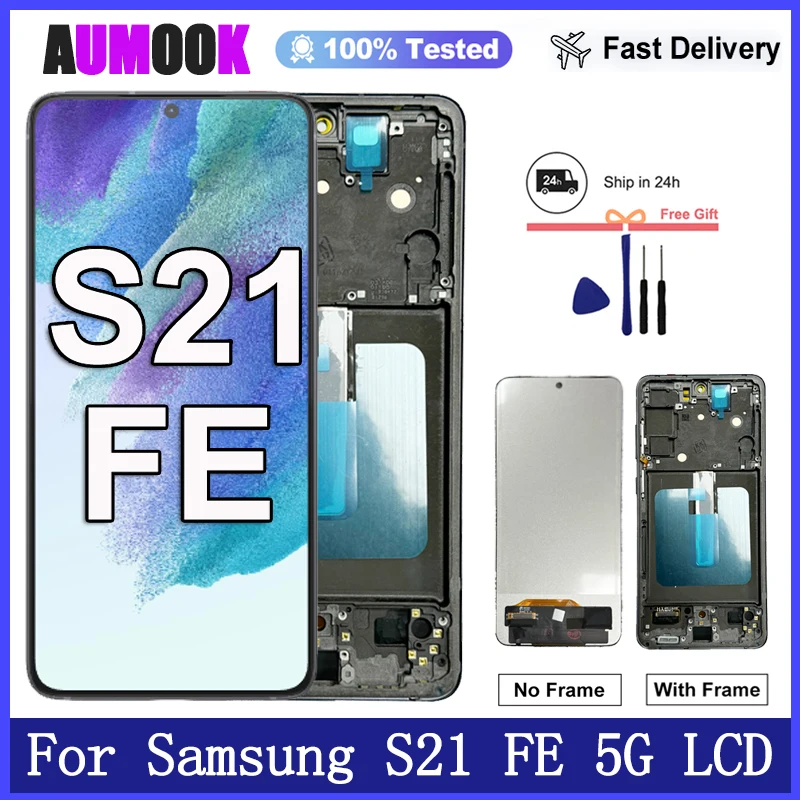 6.4''New AMOLED Display For Samsung Galaxy S21 FE 5G LCD Display Touch Screen Digitizer For Samsung S21 FE Display Replacement