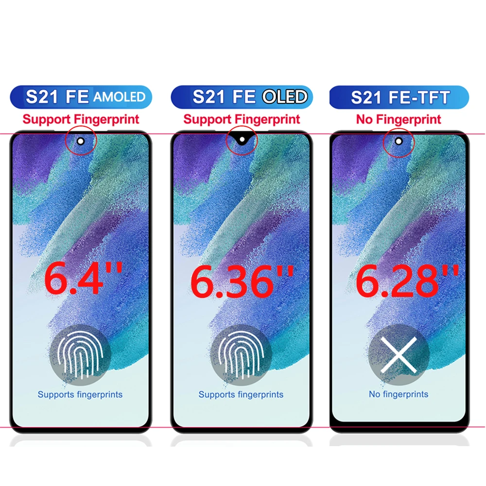 6.4''New AMOLED Display For Samsung Galaxy S21 FE 5G LCD Display Touch Screen Digitizer For Samsung S21 FE Display Replacement