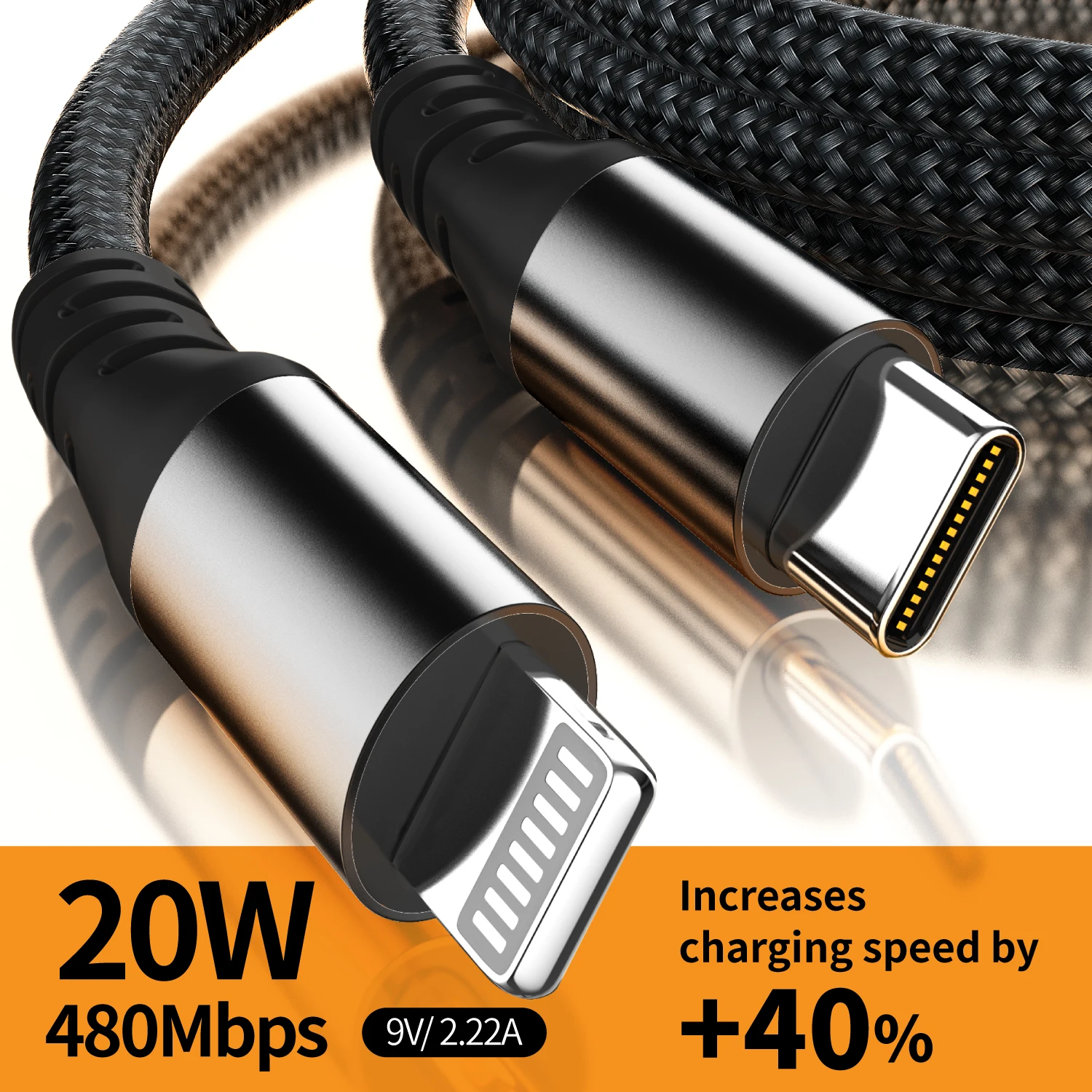 1pc 2pc MFi Certified USB C to Lightning Cable 20W Nylon Braided Fast Charging Cord for iPhone 14-8 iPad AirPods 2m 3m 6ft 10ft