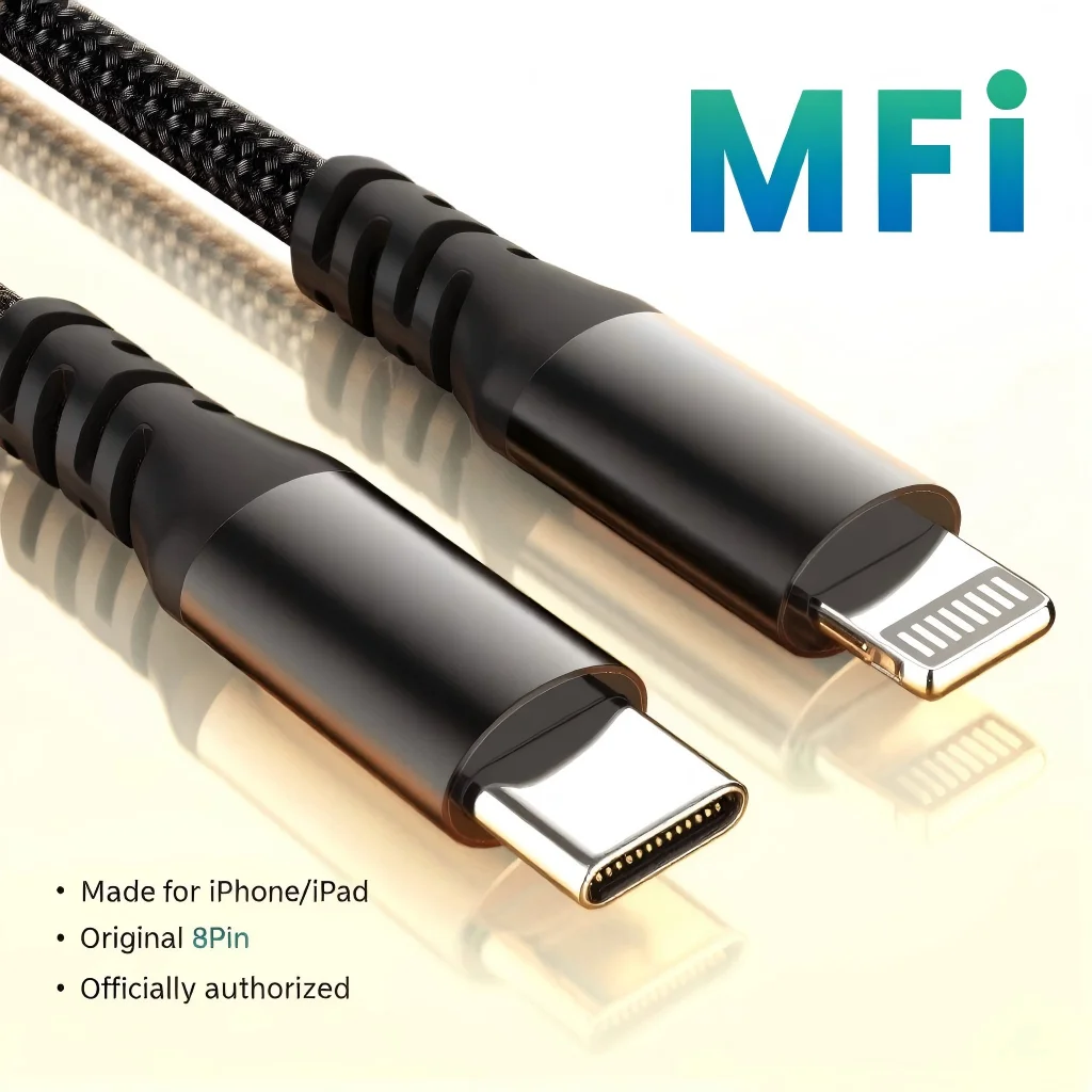 1pc 2pc MFi Certified USB C to Lightning Cable 20W Nylon Braided Fast Charging Cord for iPhone 14-8 iPad AirPods 2m 3m 6ft 10ft