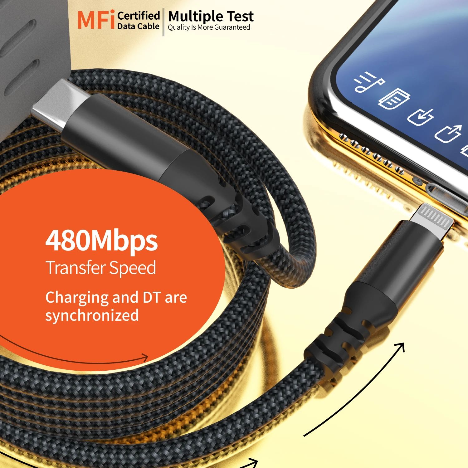 1pc 2pc MFi Certified USB C to Lightning Cable 20W Nylon Braided Fast Charging Cord for iPhone 14-8 iPad AirPods 2m 3m 6ft 10ft