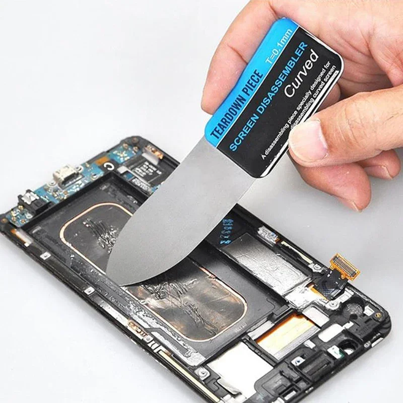 1 Piece Mobile Phone Curved LCD Screen Spudger Opening Pry Card Tools Ultra Thin Flexible Mobile Phone Disassemble Steel Metal