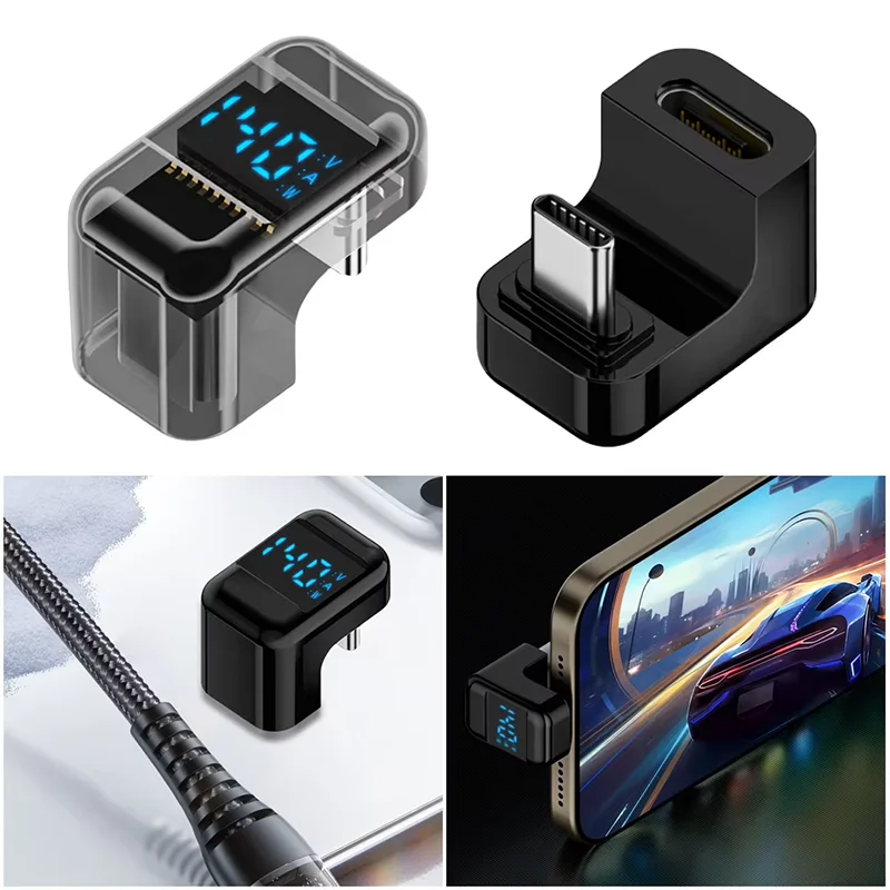 90 Degree USB C Adapter Right Angle U Shape Type C Adapter 40Gbps Data Transfer PD 140W USB4.0 8K 60Hz Video for Thunderbolt 3/4