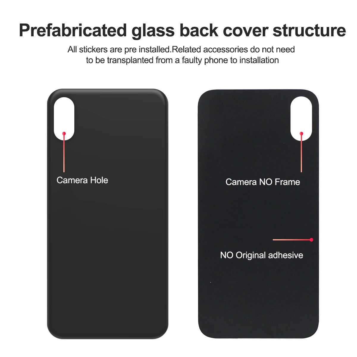 For iPhone X / XS / XS Max Battery Back Cover Glass Panel Rear Door Housing Case Replacement Part