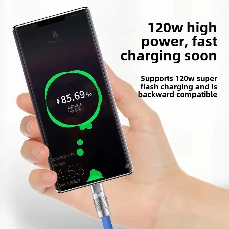 10A 120W Super Fast Charging Cable PD Type-C Liquid Silicone 1/1.5/2M C to C Quick Charging Cable for Xiaomi iPhone