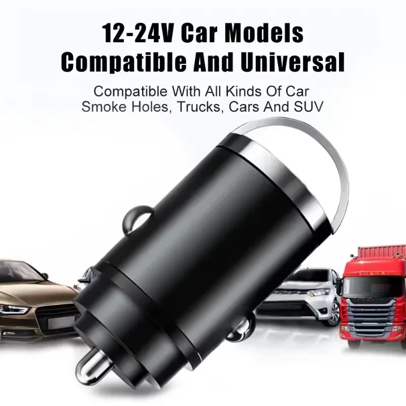 100W Mini Car Charger QC 3.0 Fast Charging PD USB Type C Pull Ring Car Phone Charger Adapter For Iphone 15 Xiaomi Samsung Huawei