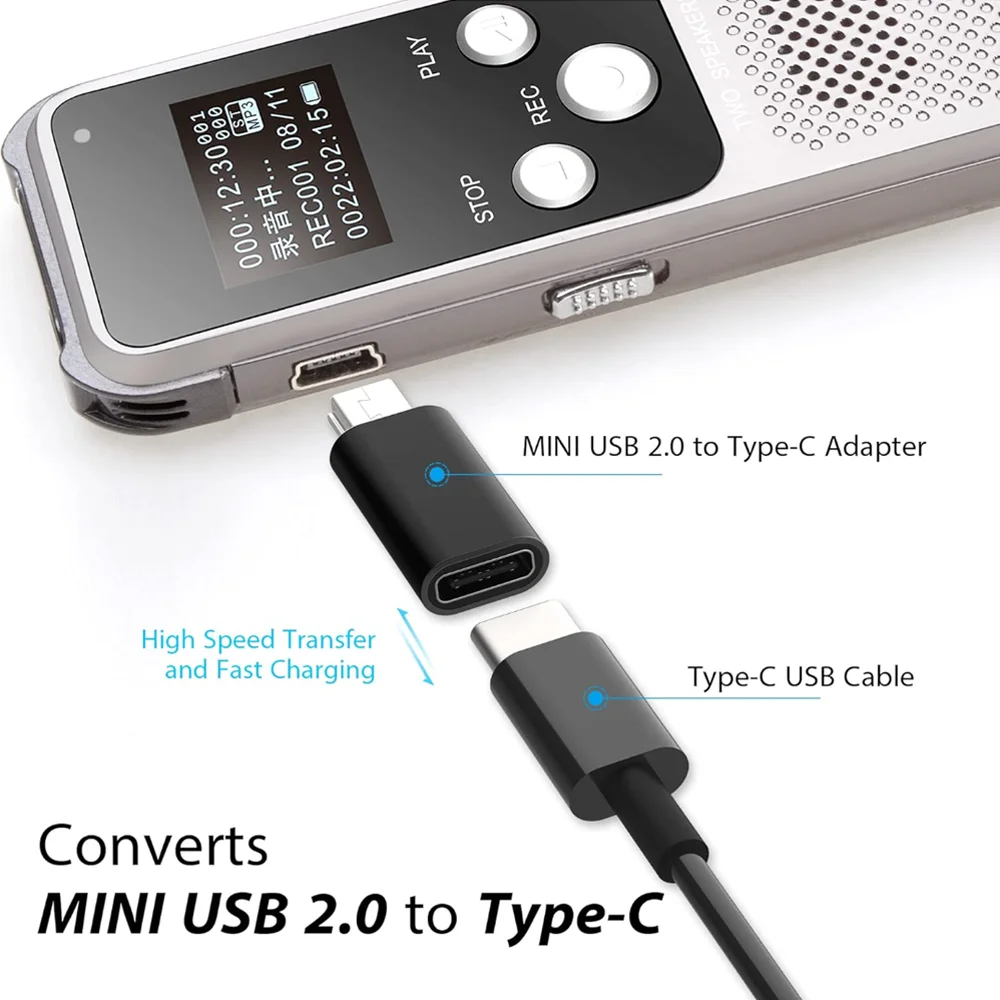  2/3pcs Type C to Mini USB Adapter USB C Female to MiniUSB Male Charging Data Converter Suitable for GoPro Hero 3+ MP3 Camera