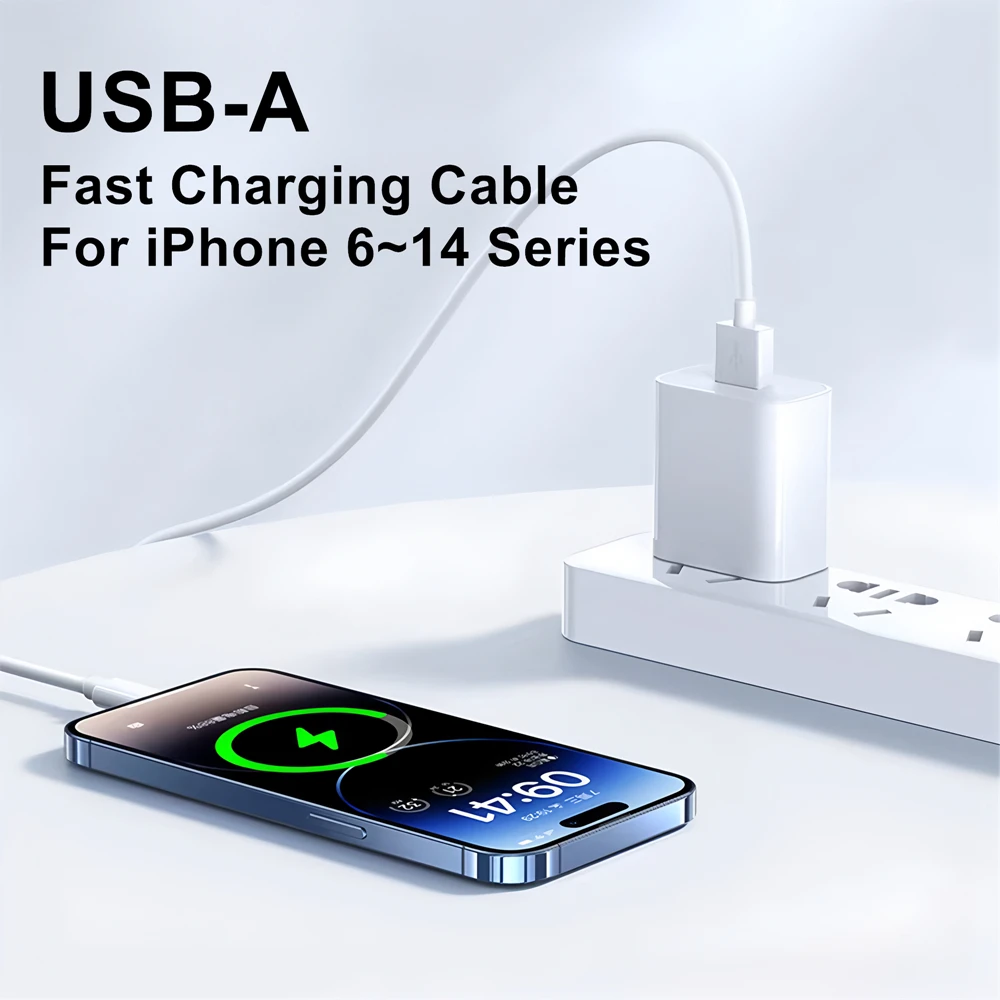 3PCS USB Fast Charging Data Cable For iPhone X XR XS Max 11 12 13 Mini 14 Pro Max 6S 7 8 14 Plus Rapid Charge USB-A Phone Cables