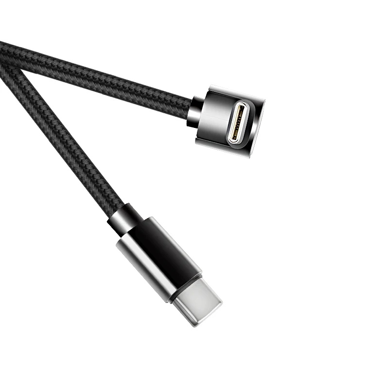 Nylon Braided 90 Degree Elbow USB Type C to USB C PD Cable For iPhone Samsung For Tesla 60W Fast Charger Cord USB-C Cable