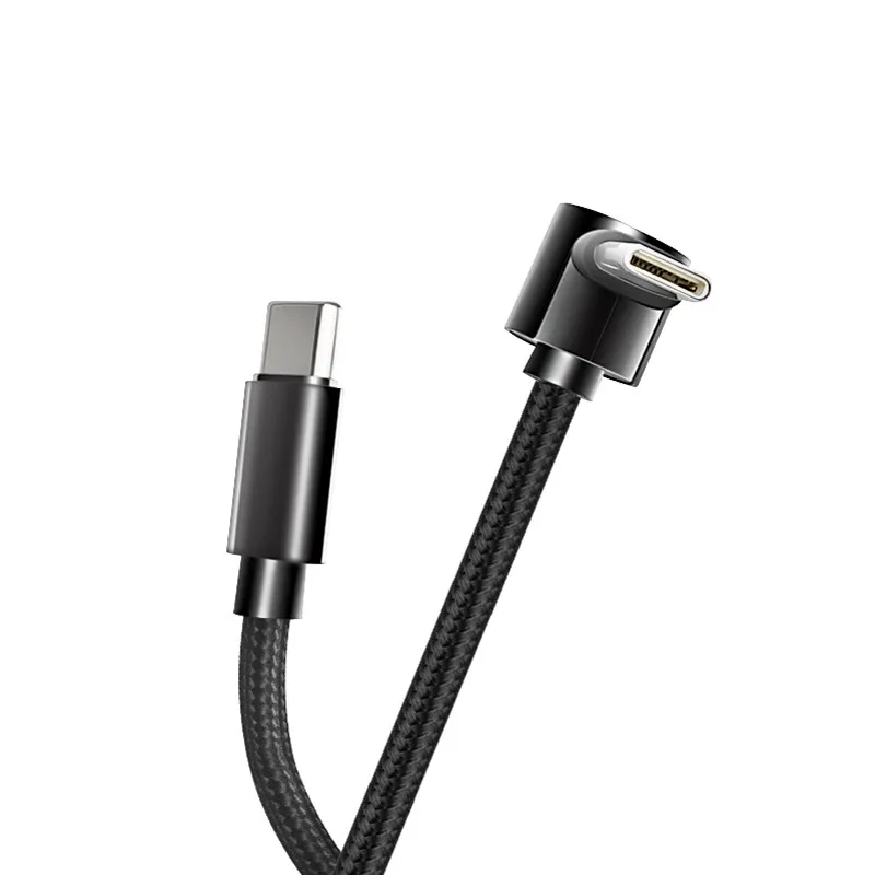 Nylon Braided 90 Degree Elbow USB Type C to USB C PD Cable For iPhone Samsung For Tesla 60W Fast Charger Cord USB-C Cable