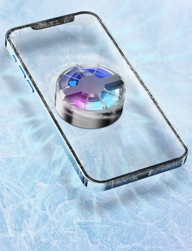 Phone Radiator Portable Magnetic Phone Cooler Low Noise Light Weight Fan with RGB Light Fast Cooling for Phone Tablet PUGB Game