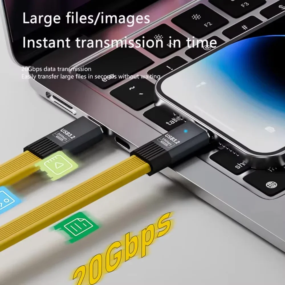 PD100W Type C to Type C Fast Charging Cable USB3.2 20Gbps ThunderBolt 3 5A USB-C Cord for iPhone 15 16 Huawei Samsung Xiaomi