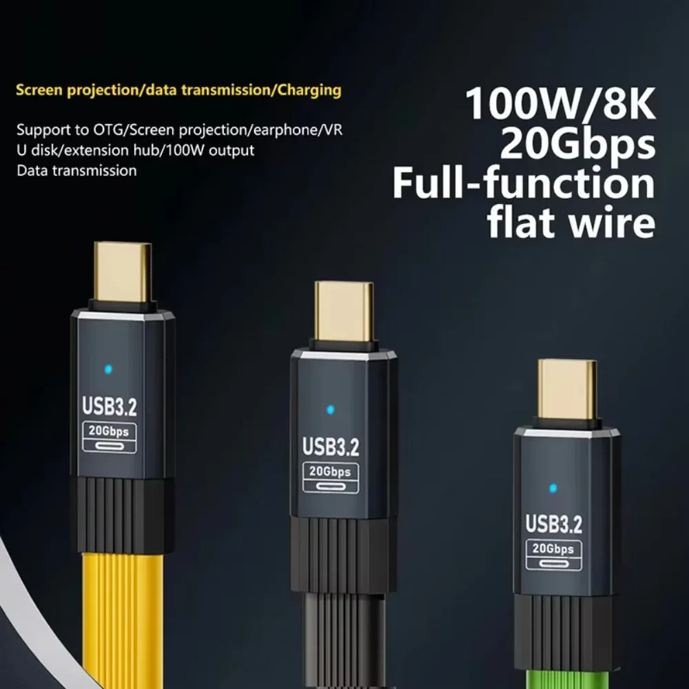 PD100W Type C to Type C Fast Charging Cable USB3.2 20Gbps ThunderBolt 3 5A USB-C Cord for iPhone 15 16 Huawei Samsung Xiaomi