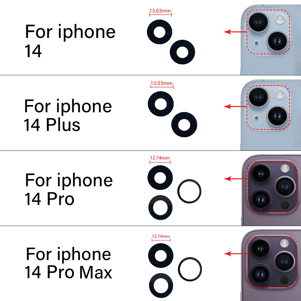 Good Back Rear Camera Glass Lens For iPhone 11 12 13 14 15 16 17 Pro Max Plus Mini Air With Adhesive