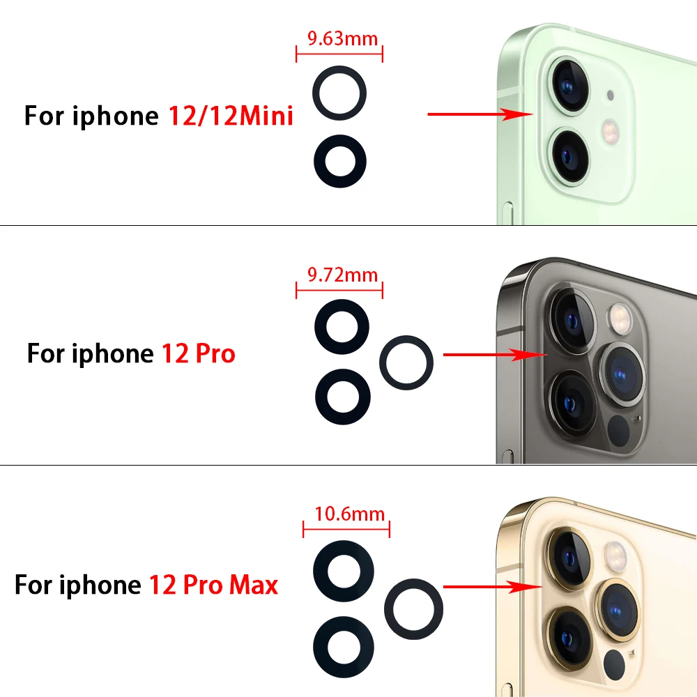 Good Back Rear Camera Glass Lens For iPhone 11 12 13 14 15 16 17 Pro Max Plus Mini Air With Adhesive