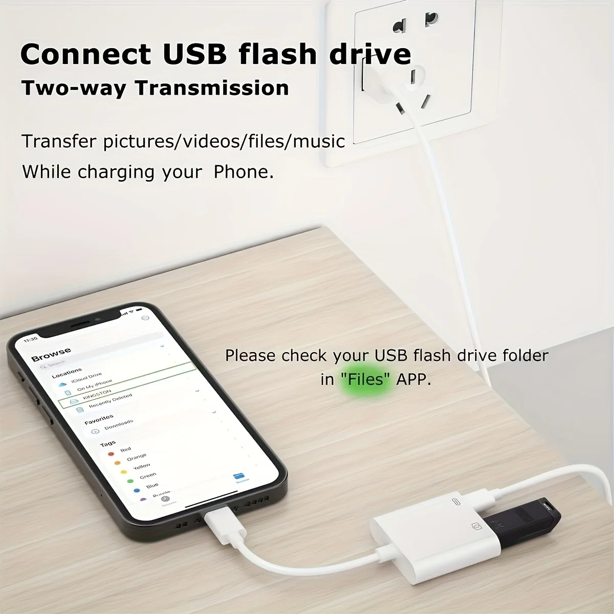 2-in-1 Type-C Lightning OTG Adapter for iPhone 17 16 15 14 13 Pro Max iPad to USB Cable 3.0 Converter Mouse Keyboard Camera Card