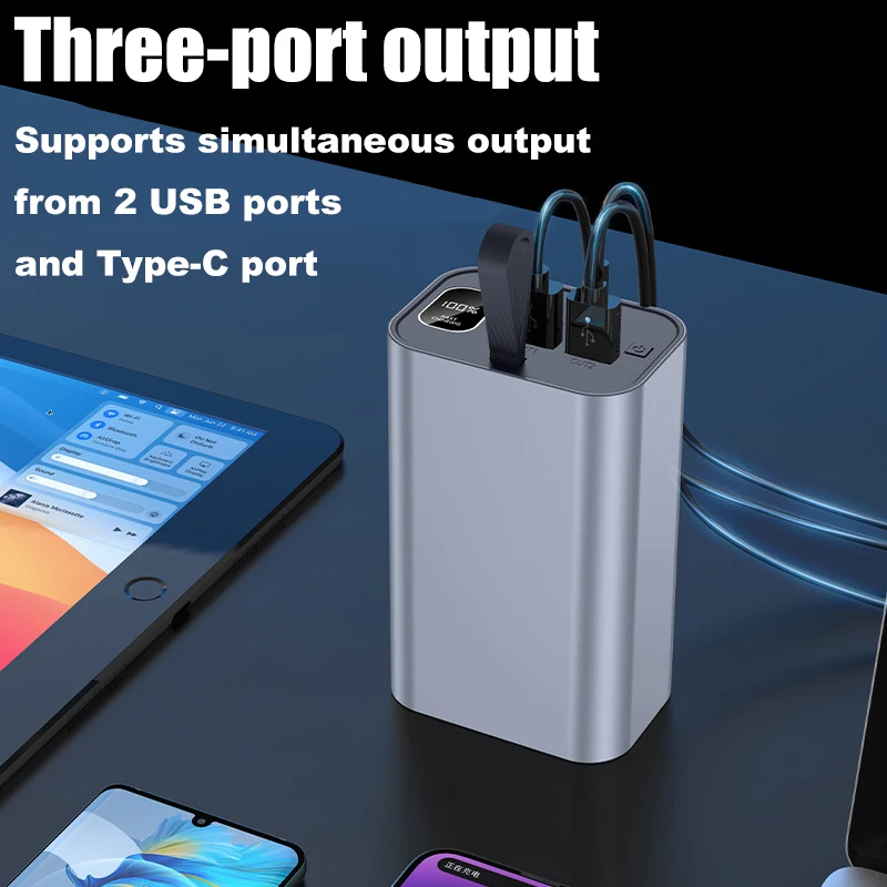 DIY 21700 Battery Power Bank Kit 30000mAh Camping LED Light, PD/QC 22.5W Fast Charging USB-C/Micro Input Aluminum Case