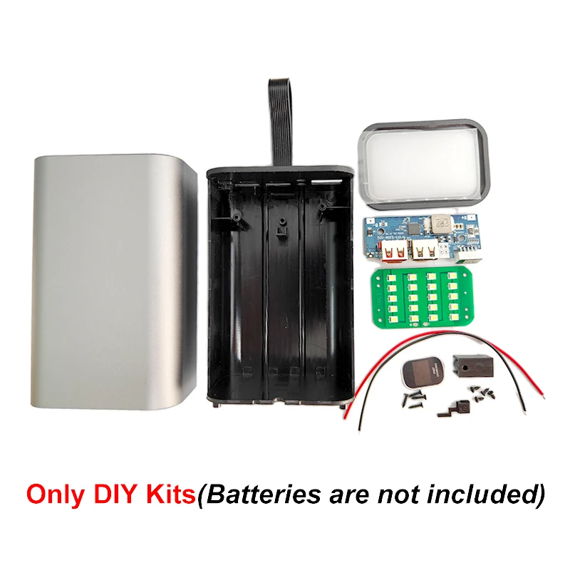 DIY 21700 Battery Power Bank Kit 30000mAh Camping LED Light, PD/QC 22.5W Fast Charging USB-C/Micro Input Aluminum Case