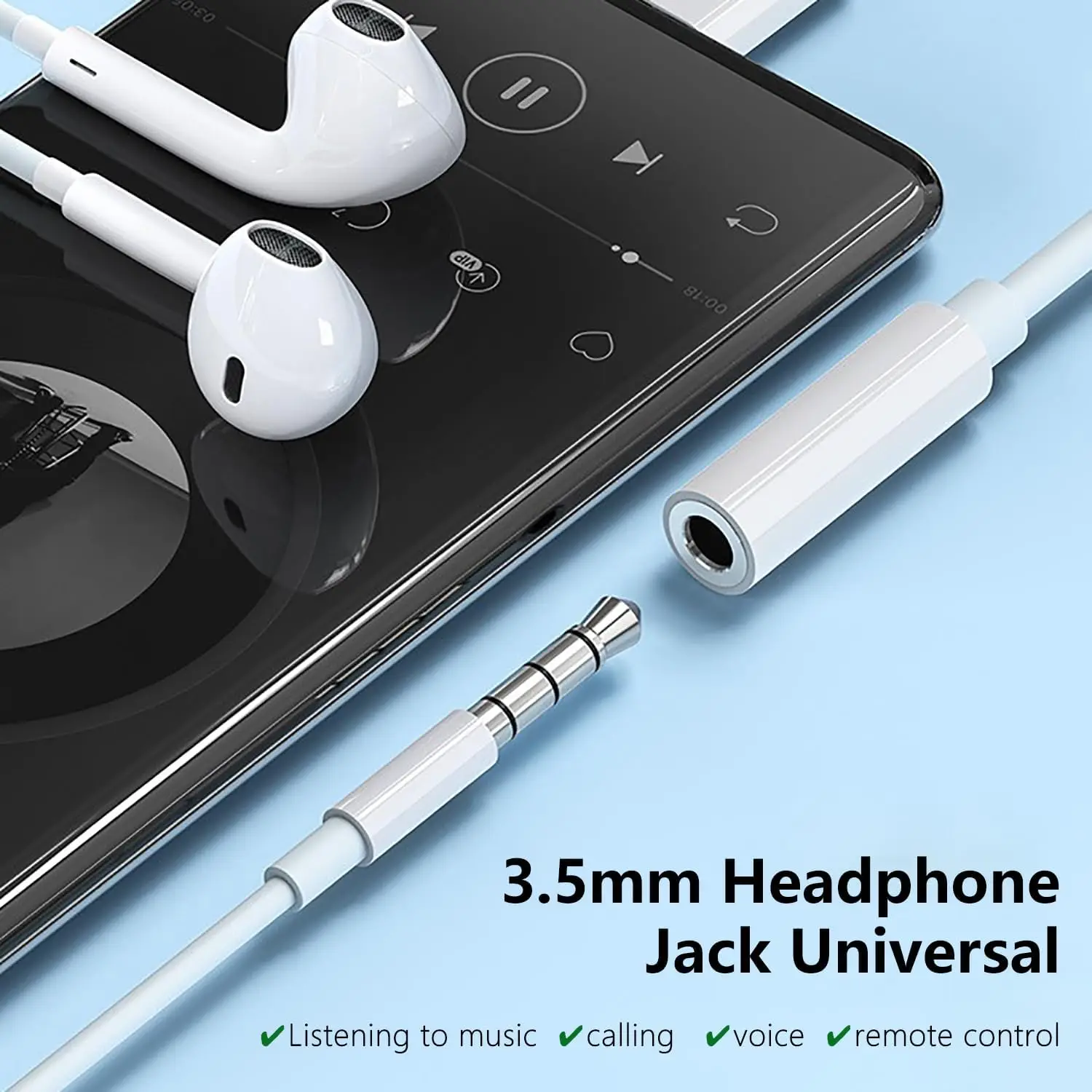 USB-C to 3.5mm Audio Headphone Adapter Compatible with Apple iPhone 17 Samsung Galaxy S25 Type C to Aux Cord Jack Dongle Adapter