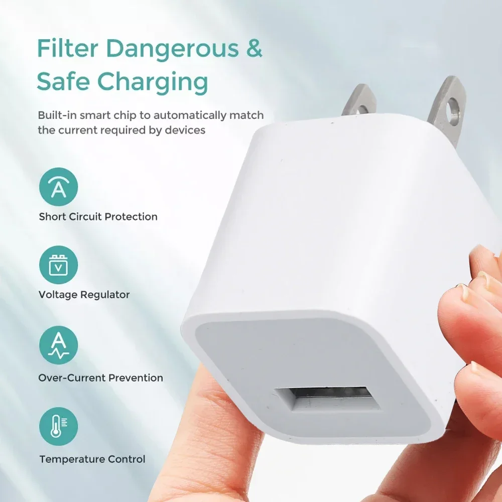 1-5Pcs USB Wall Charger Adapter Fast Charging For iPhone 14 13 12 11 Pro Max XR XS X 8 7 6 Plus for iPad Travel Adapter US Plug