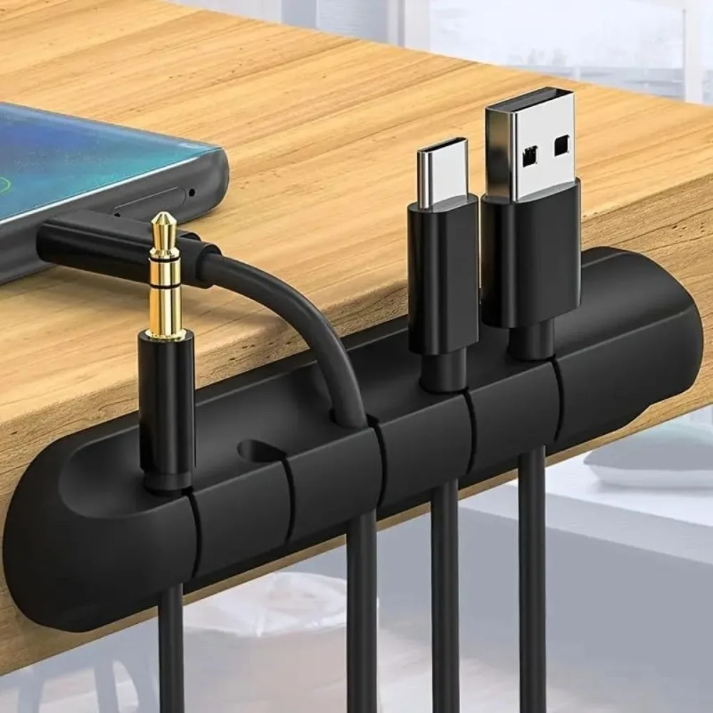 Cable Cord Wire Organizer Silicone USB Cable Winder Management Clips Self Adhesive for Mouse Keyboard Headset For iPhone Huawei