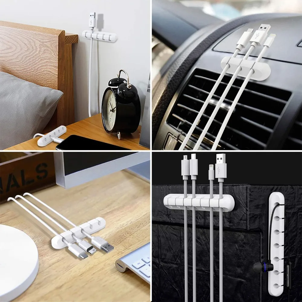 Cable Cord Wire Organizer Silicone USB Cable Winder Management Clips Self Adhesive for Mouse Keyboard Headset For iPhone Huawei