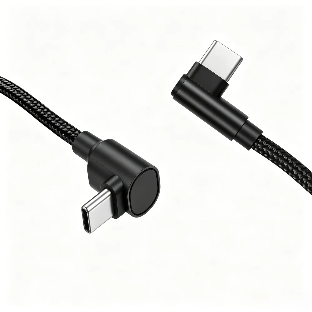 100W 90 Degrees Braid 0.25m/0.5m/1m/2m 4A Quick Charger Elbow USB C to Type C  Cord PD Cable For iPhone Samsung Xiaomi Macbook