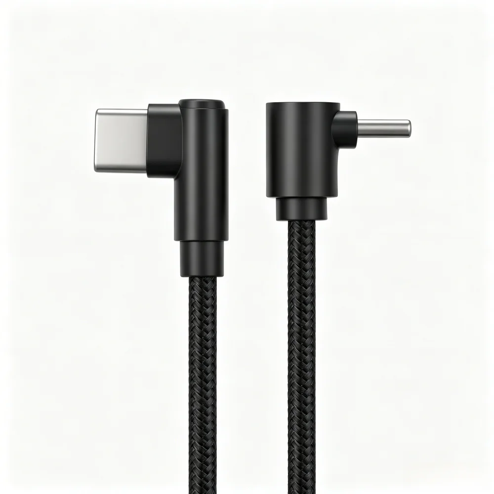 100W 90 Degrees Braid 0.25m/0.5m/1m/2m 4A Quick Charger Elbow USB C to Type C  Cord PD Cable For iPhone Samsung Xiaomi Macbook