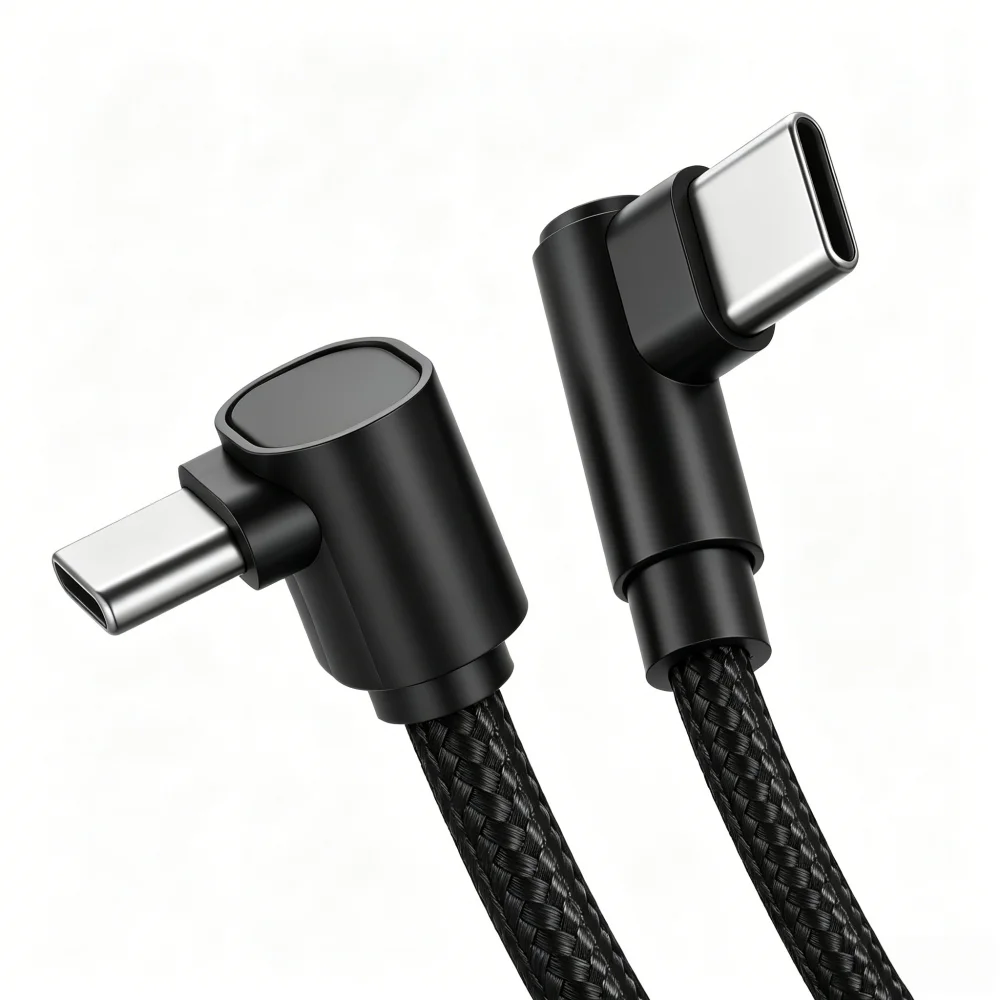 100W 90 Degrees Braid 0.25m/0.5m/1m/2m 4A Quick Charger Elbow USB C to Type C  Cord PD Cable For iPhone Samsung Xiaomi Macbook